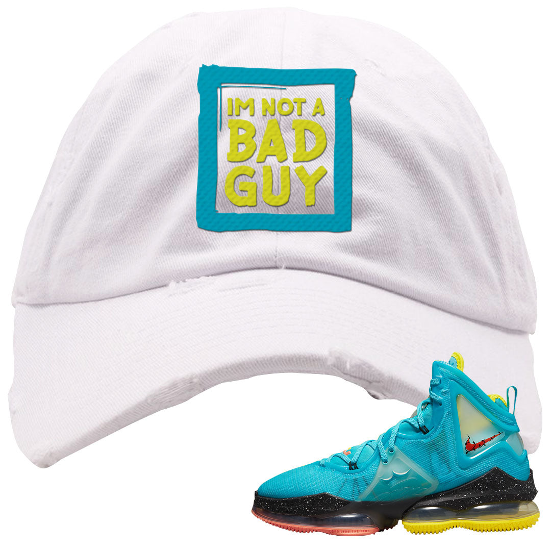 South Beach Christmas Bron 19s Distressed Dad Hat | I'm Not A Bad Guy, White