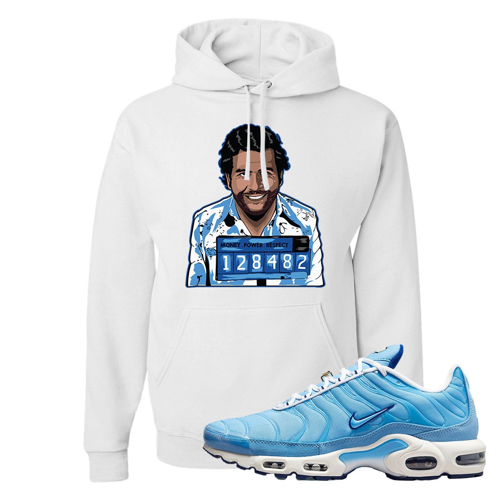 Air Max 1 First Use University Blue Hoodie | Escobar Illustration, White