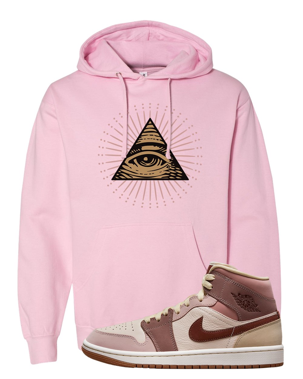 Pink Sand Mauve Mid 1s Hoodie | All Seeing Eye, Light Pink