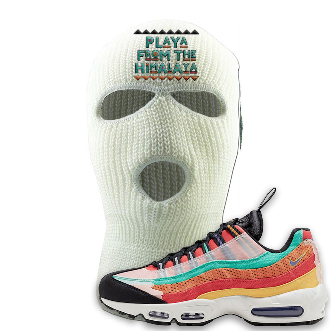 Air Max 95 Black History Month Sneaker White Ski Mask | Winter Mask to match Air Max 95 Black History Month Shoes | Playa From The Himalaya