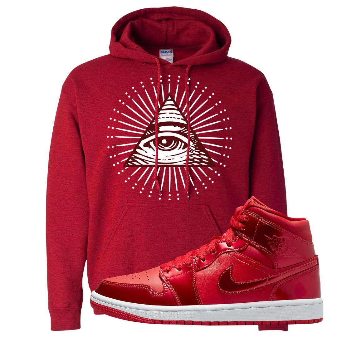 University Red Pomegranate Mid 1s Hoodie | All Seeing Eye, Red