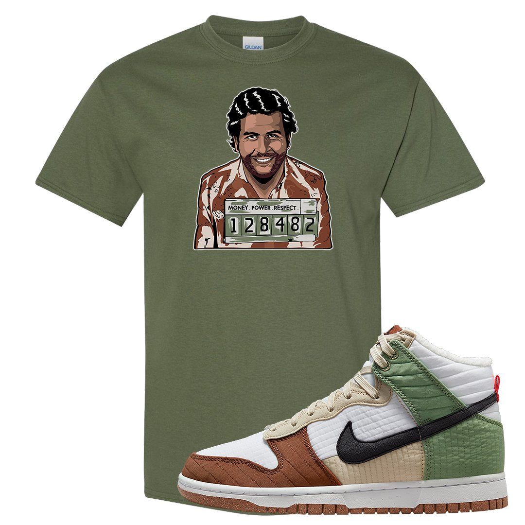 Toasty High Dunks T Shirt | Escobar Illustration, Military Green