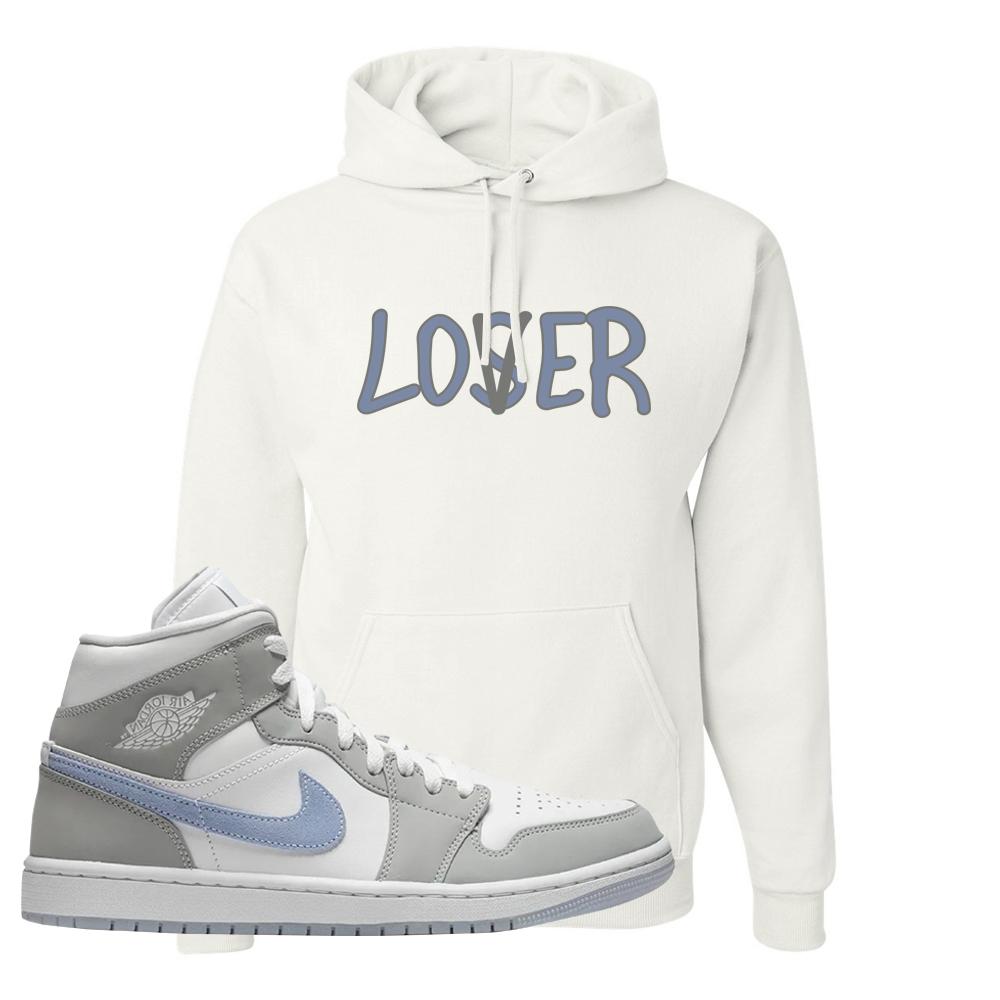 Wolf Grey Mid 1s Hoodie | Lover, White