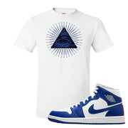 Air Jordan 1 Mid Kentucky Blue T Shirt | All Seeing Eye, White