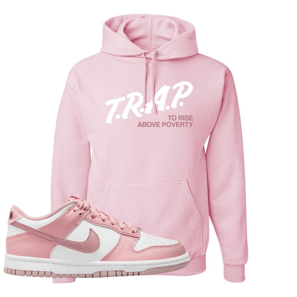 Pink Velvet Low Dunks Hoodie | Trap To Rise Above Poverty, Light Pink