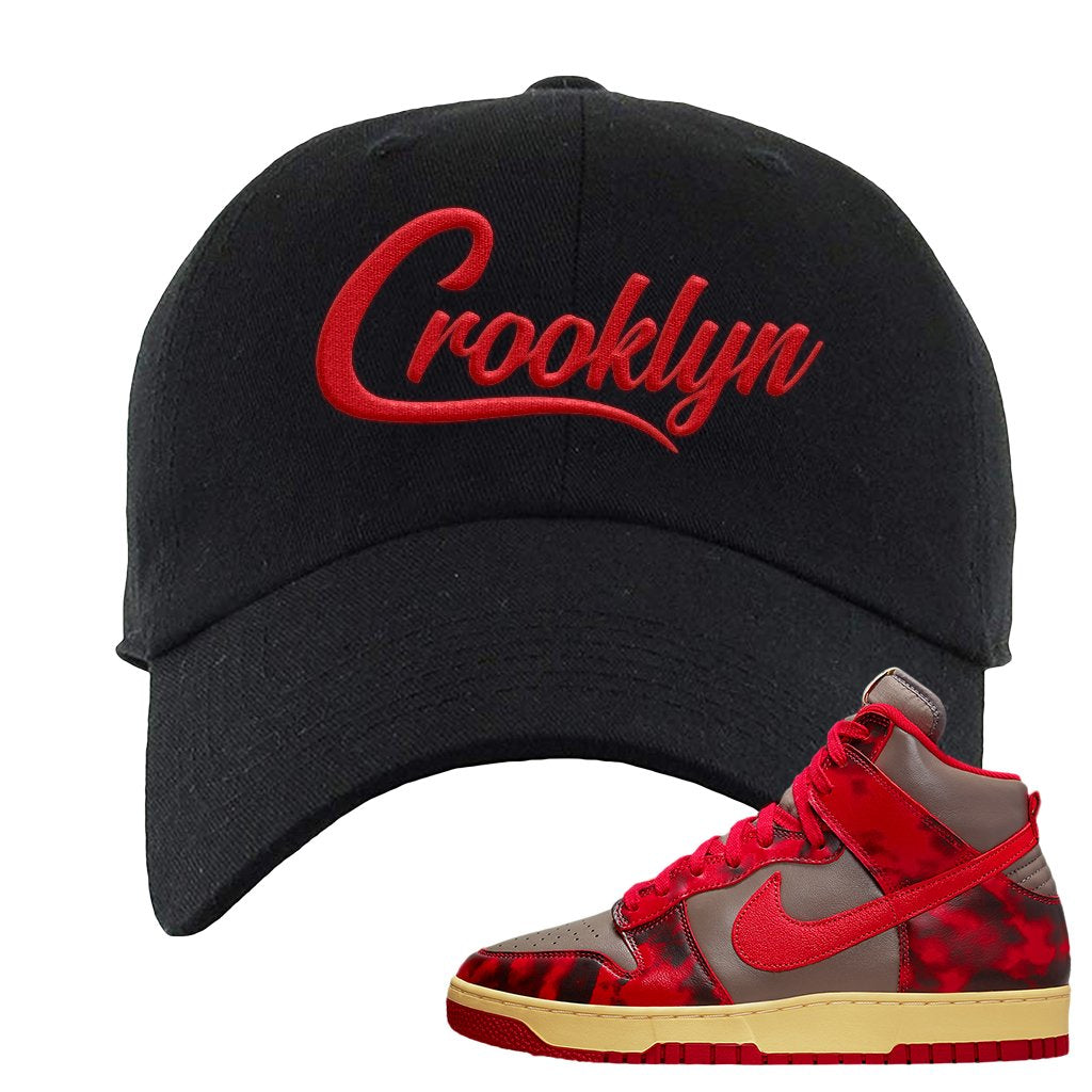 Acid Wash Red 1985 High Dunks Dad Hat | Crooklyn, Black