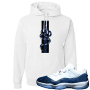 Snakeskin Low Blue 11s Hoodie | Coiled Snake, White