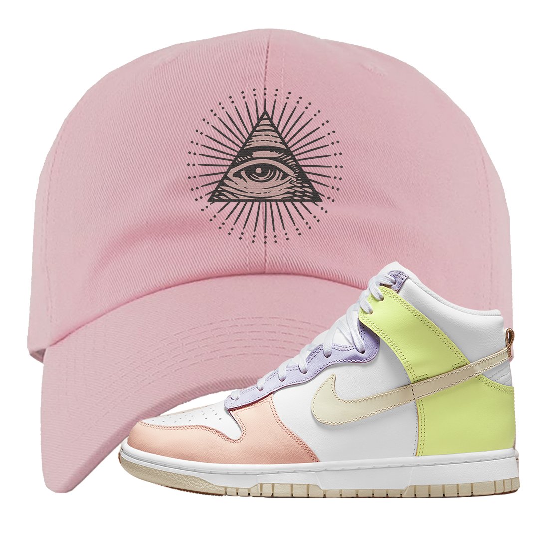 Cashmere High Dunks Dad Hat | All Seeing Eye, Light Pink