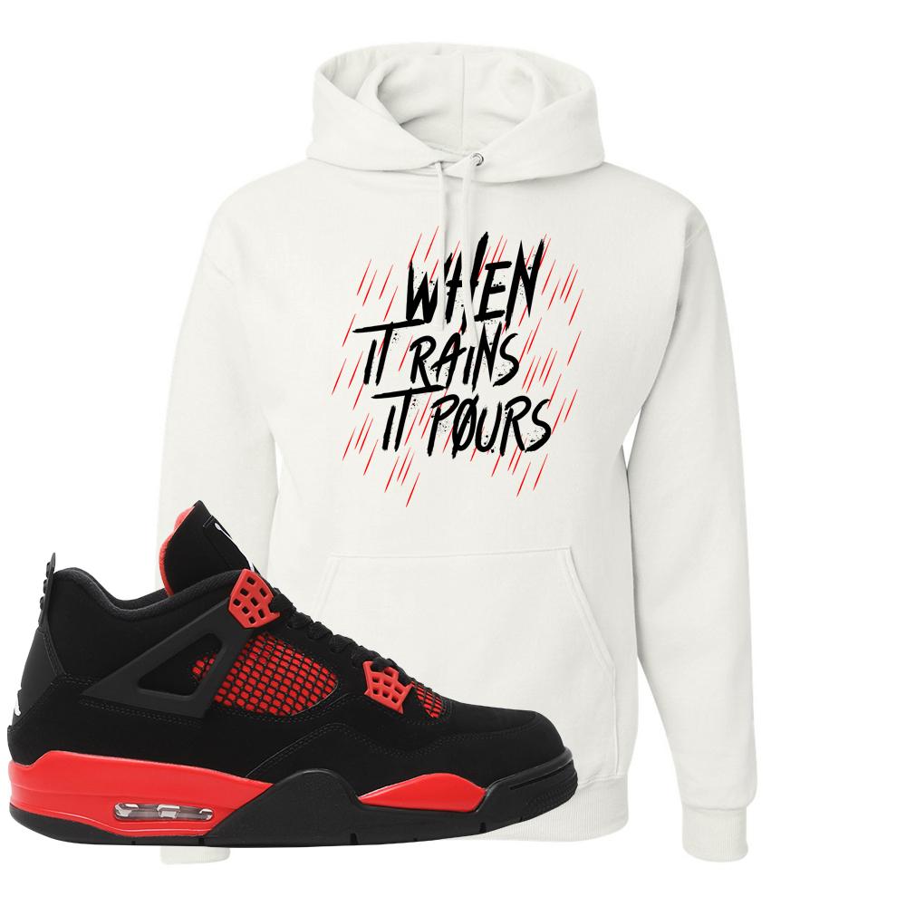 Red Thunder 4s Hoodie | When It Rains, It Pours, White