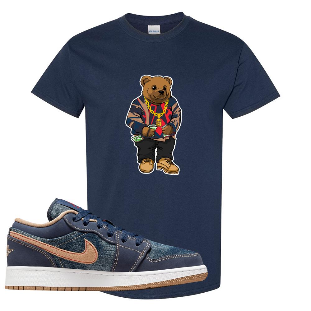 Denim Gum Bottom Low 1s T Shirt | Sweater Bear, Navy Blue