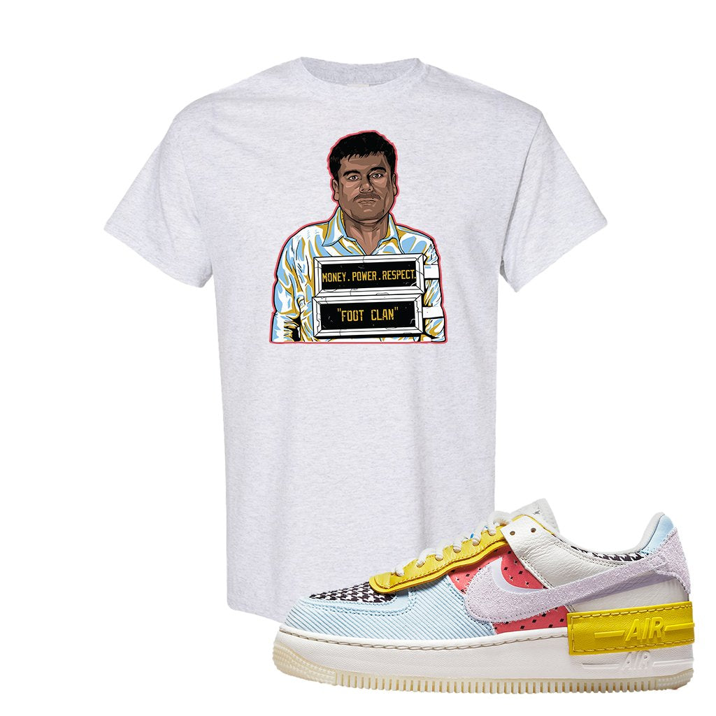 Air Force 1 Shadow Multi-Color T Shirt | El Chapo Illustration, Ash