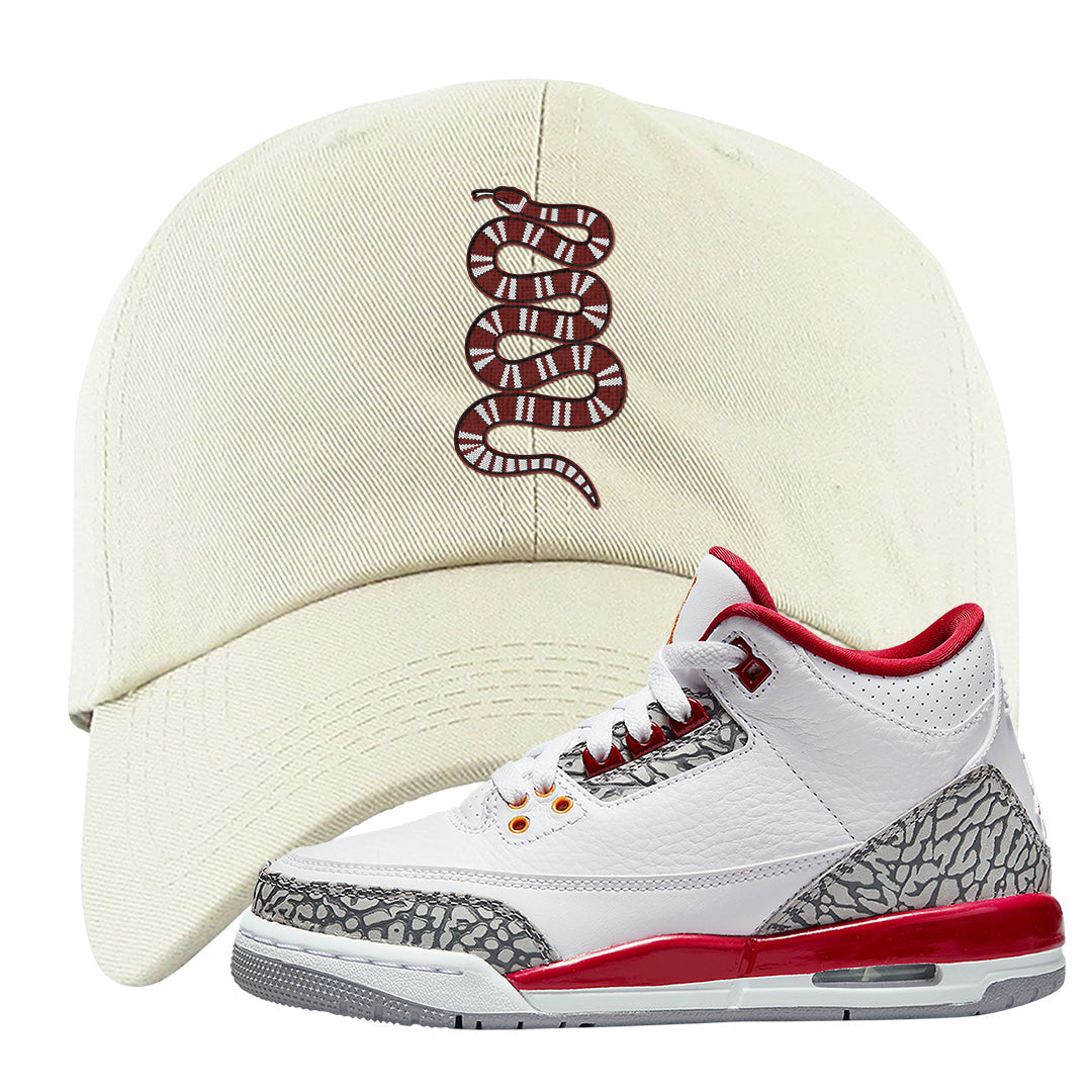 Cardinal Red 3s Dad Hat | Coiled Snake, White