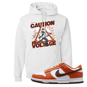 Reverse Mesa Low Dunks Hoodie | Caution High Voltage, White