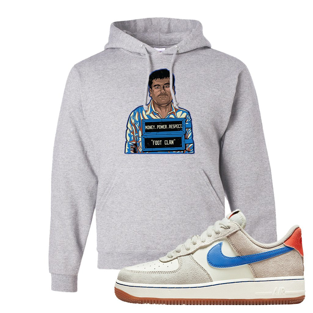 First Use Low 1s Suede Hoodie | El Chapo Illustration, Ash