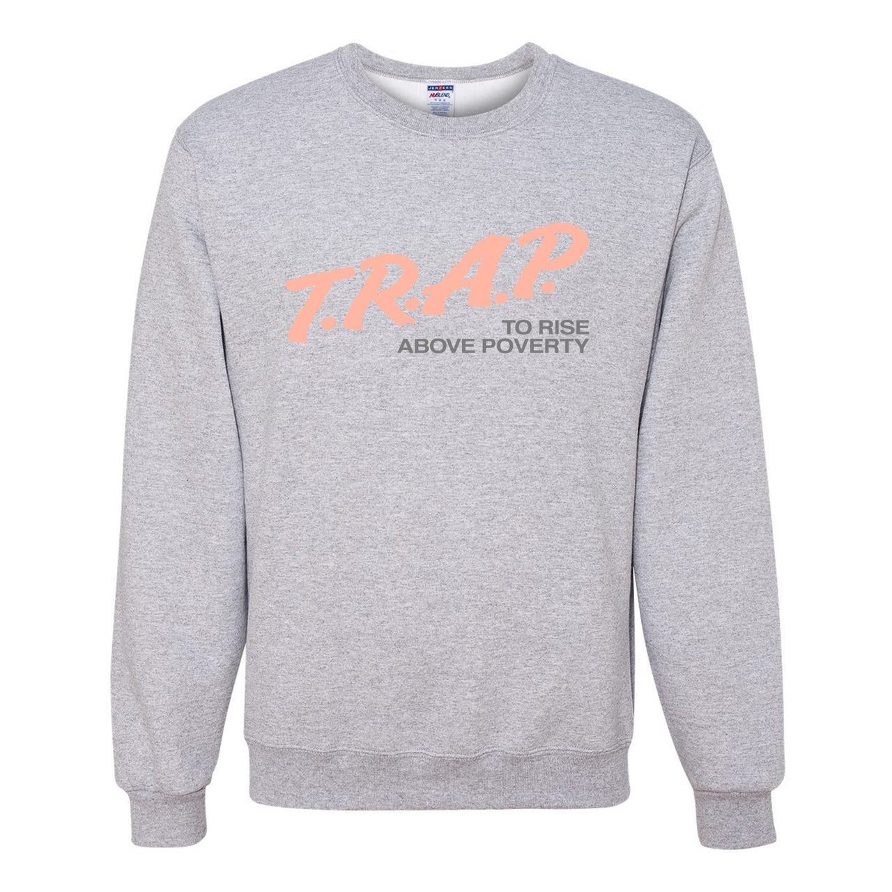 True Form v2 350s Crewneck Sweater | Trap To Rise Above Poverty, Heathered Light Gray