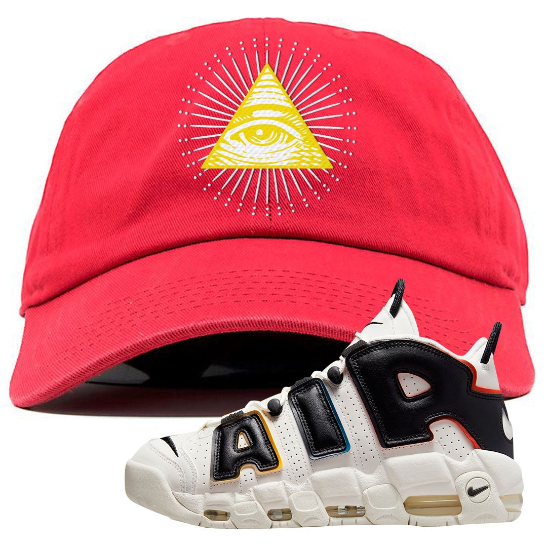 Multicolor Uptempos Dad Hat | All Seeing Eye, Red