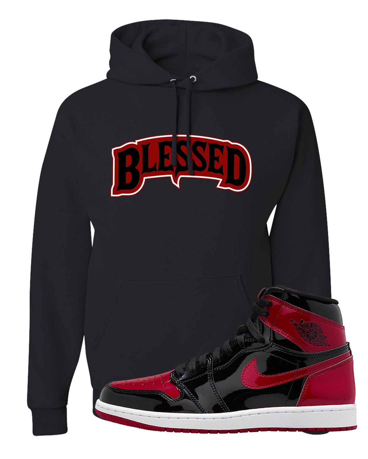 Patent Bred 1s Hoodie | Blessed Arch, Black