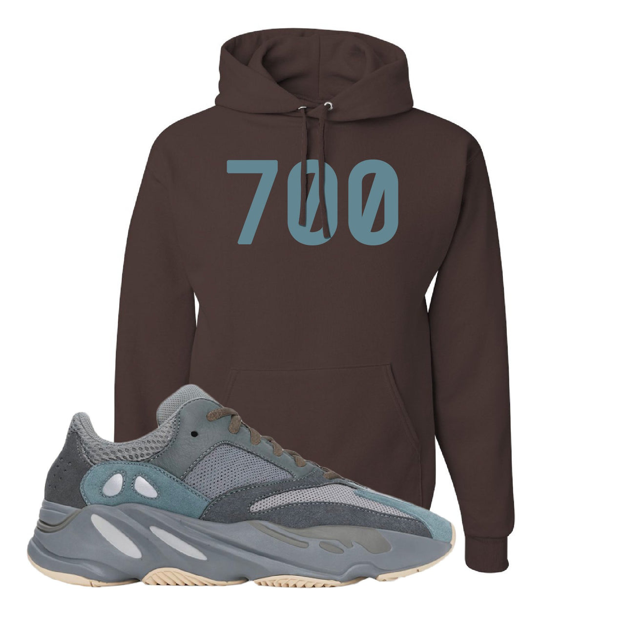Yeezy Boost 700 Teal Blue 700 Chocolate Sneaker Hook Up Pullover Hoodie