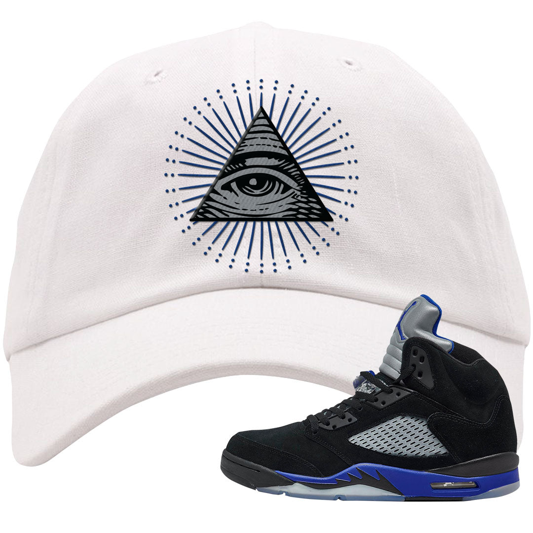 Racer Blue 5s Dad Hat | All Seeing Eye, White