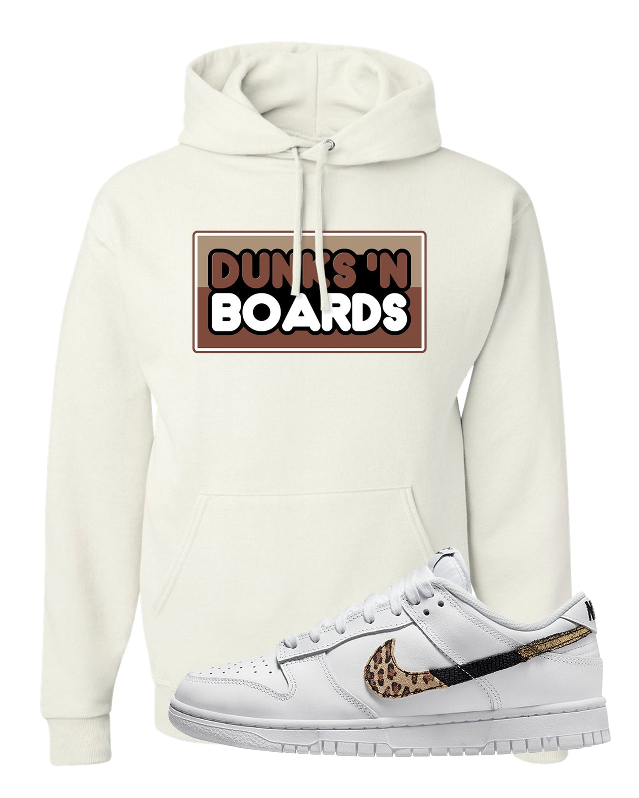 Primal White Leopard Low Dunks Hoodie | Dunks N Boards, White