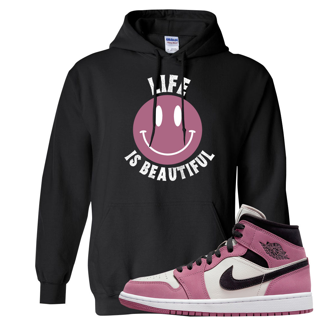 Berry Black White Mid 1s Hoodie | Smile Life Is Beautiful, Black