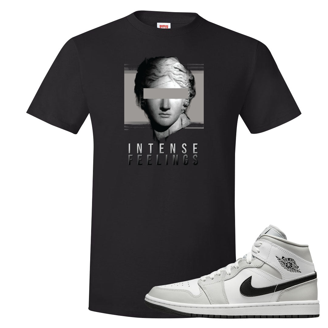Light Smoke Grey Mid 1s T Shirt | Intense Feelings, Black