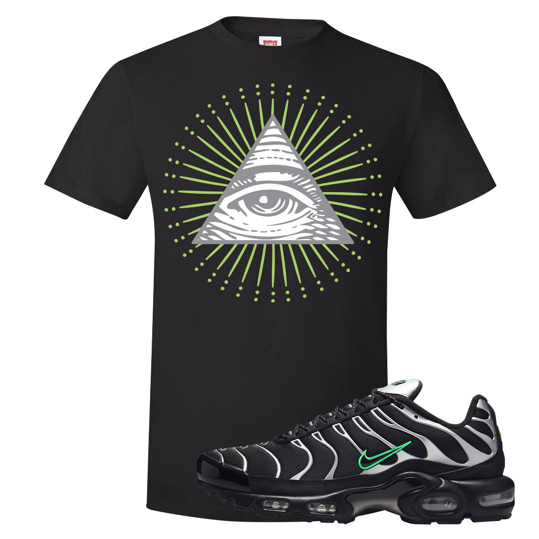 Neon Green Black Grey Pluses T Shirt | All Seeing Eye, Black