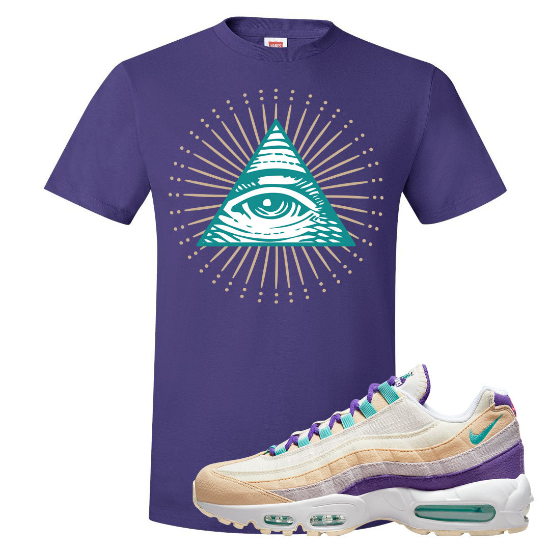 Sprung Natural Purple 95s T Shirt | All Seeing Eye, Purple
