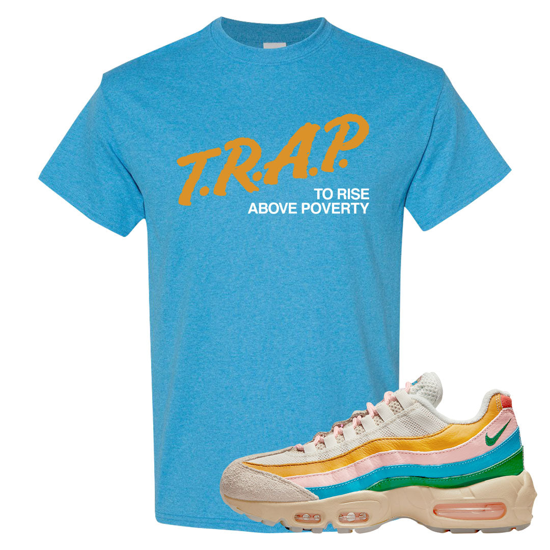 Rise Unity Sail 95s T Shirt | Trap To Rise Above Poverty, Heather Sapphire