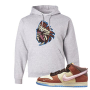 Chocolate Milk Mid Dunks Hoodie | Indian Chief, Ash