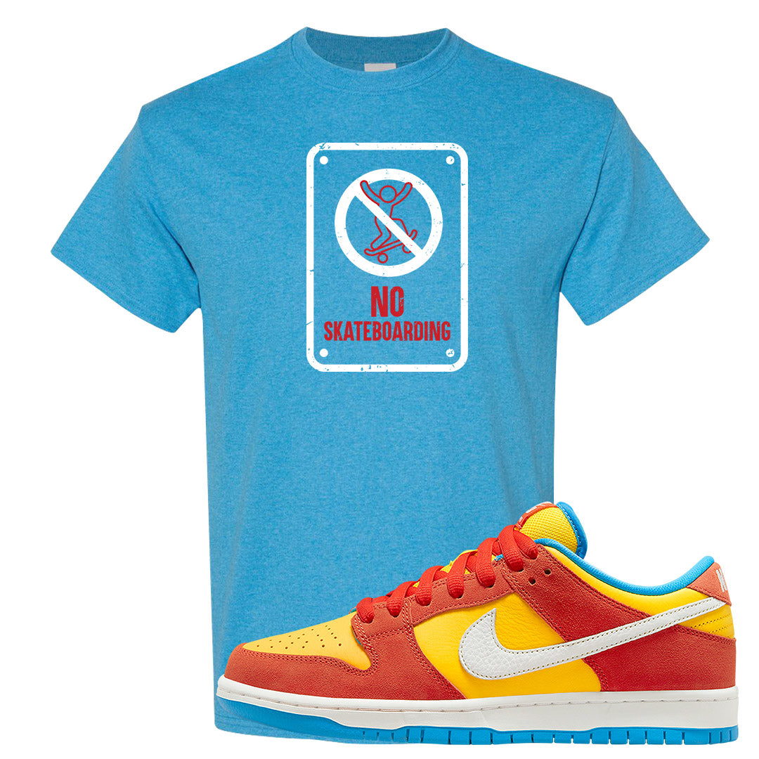 Habanero Red Gold Blue Low Dunks T Shirt | No Skating Sign, Heather Sapphire