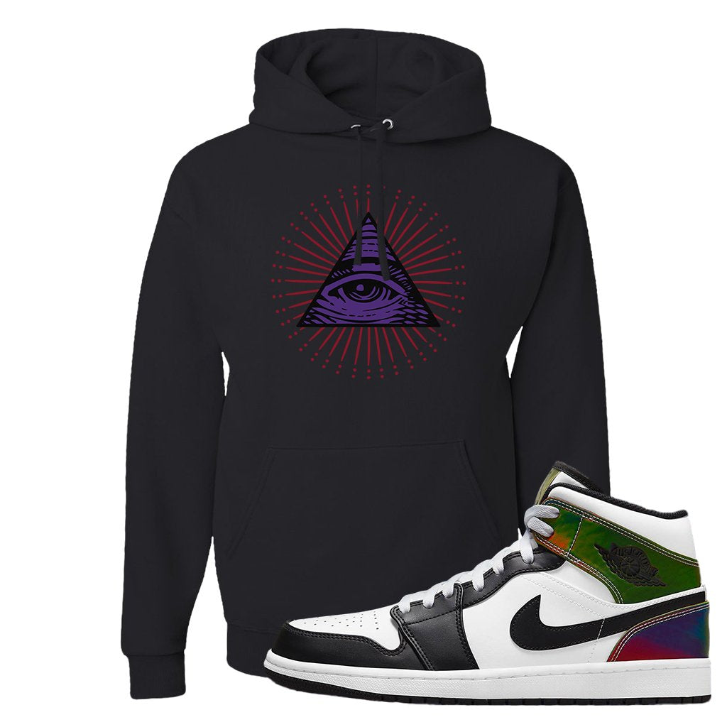 Color Change Mid 1s Hoodie | All Seeing Eye, Black