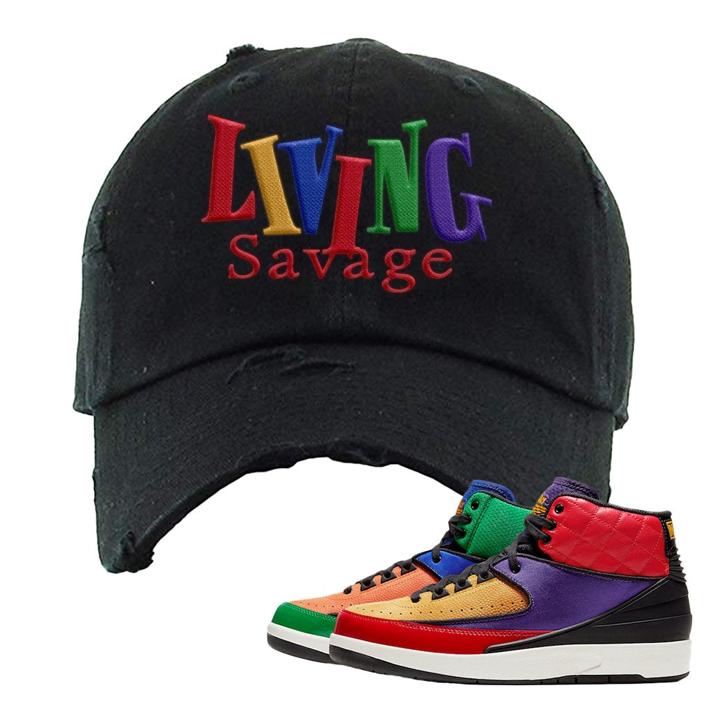WMNS Multicolor Sneaker Black Distressed Dad Hat | Hat to match Nike 2 WMNS Multicolor Shoes | Living Savage