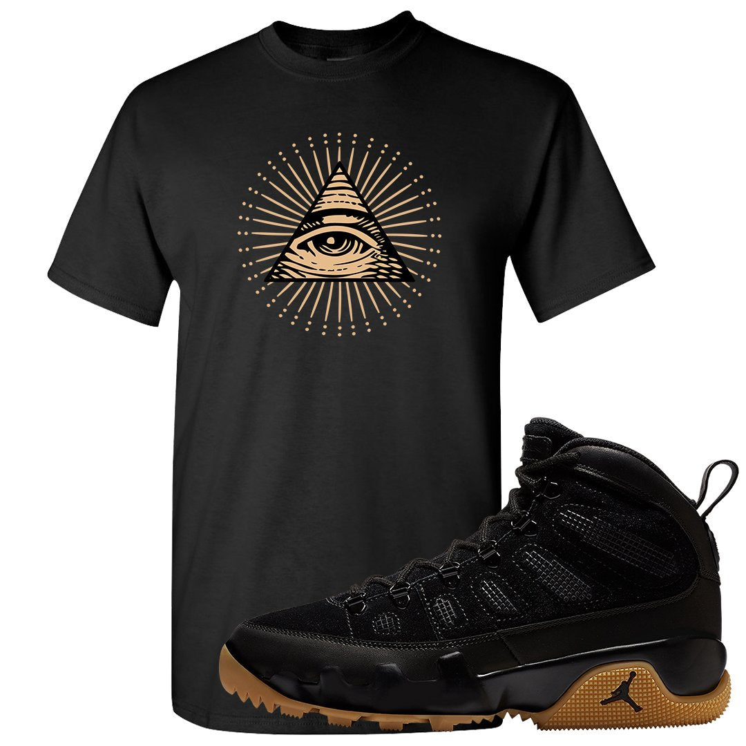 NRG Black Gum Boot 9s T Shirt | All Seeing Eye, Black