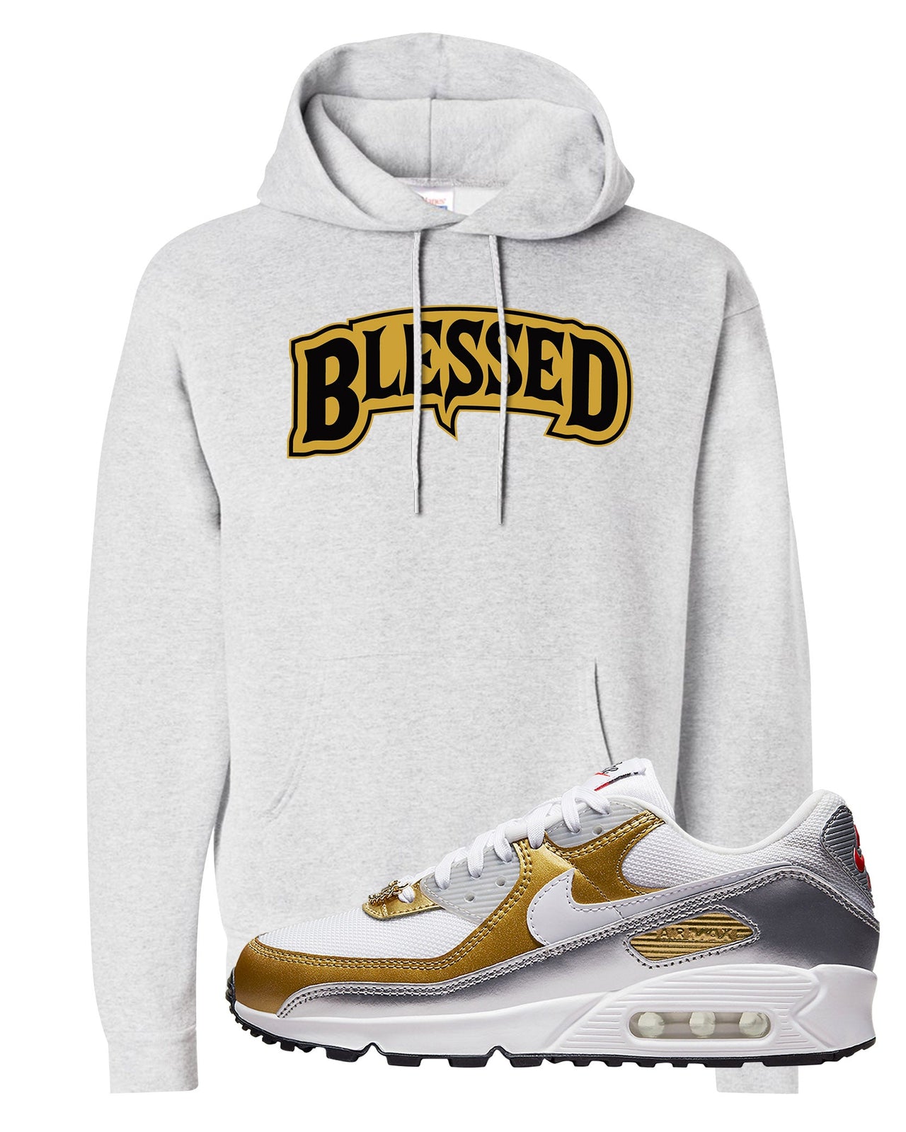 Gold Silver 90s Hoodie | Blessed Arch, Ash