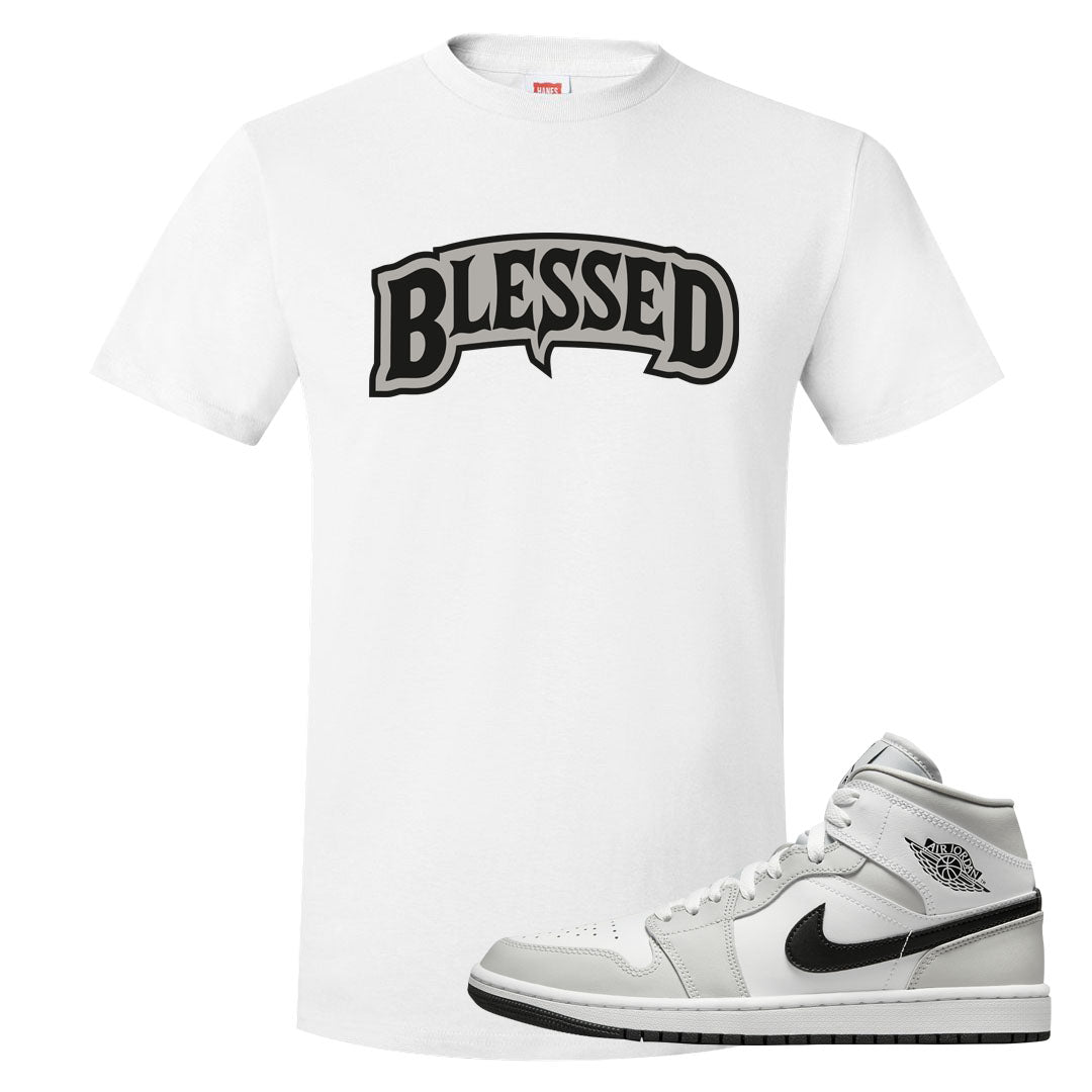 Light Smoke Grey Mid 1s T Shirt | Blessed Arch, White
