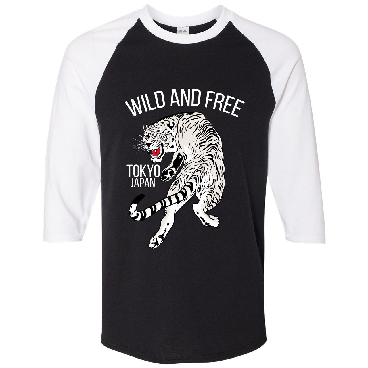 White University Red Pluses Raglan T Shirt | Tiger, Black and White