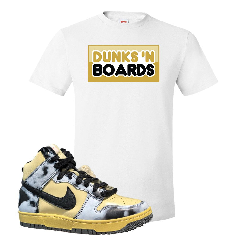 Acid Wash Yellow High Dunks T Shirt | Dunks N Boards, White