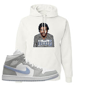 Wolf Grey Mid 1s Hoodie | Escobar Illustration, White