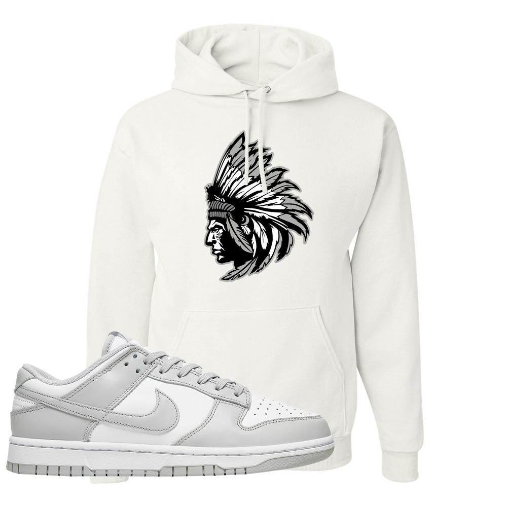 Grey Fog Low Dunks Hoodie | Indian Chief, White