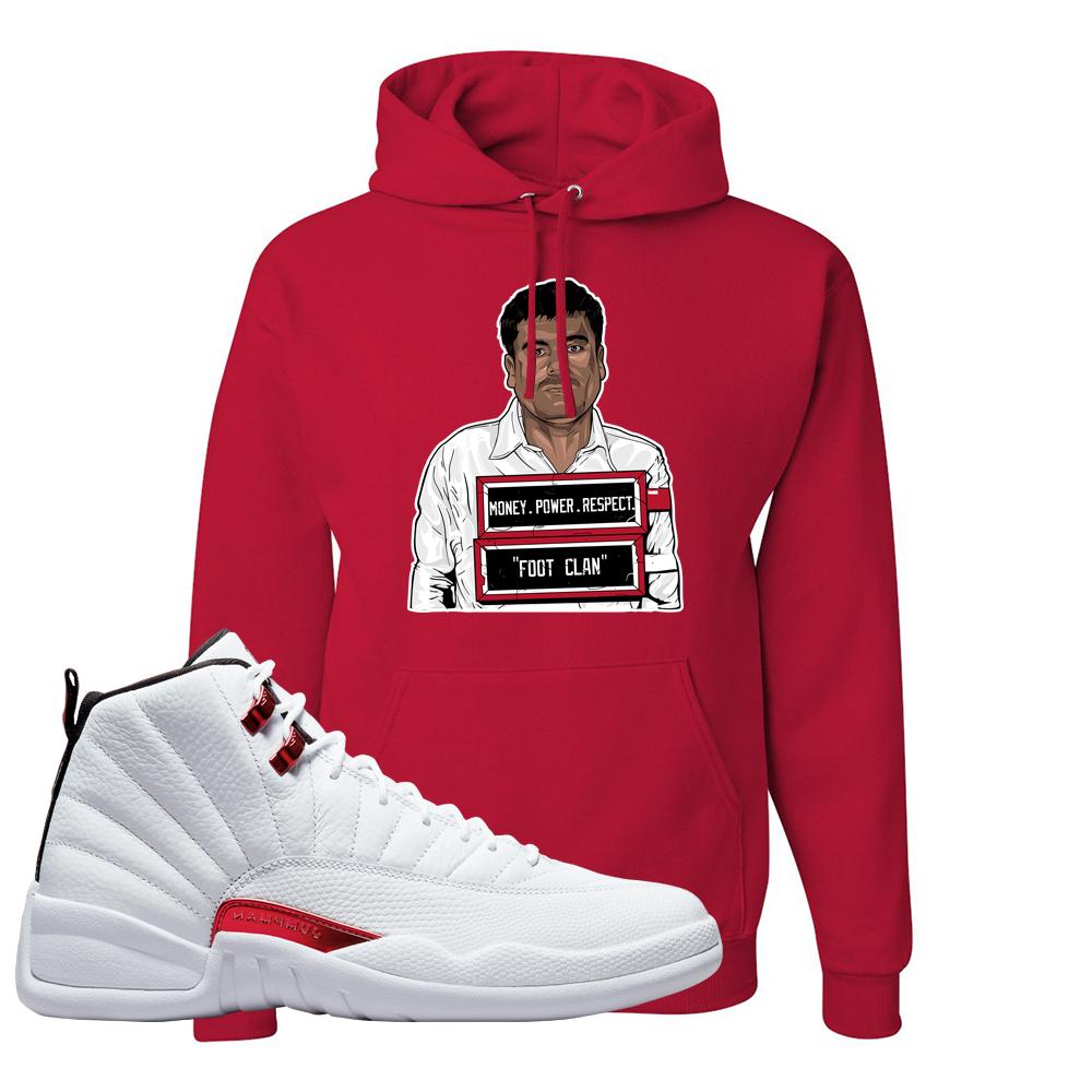 Twist White Red 12s Hoodie | El Chapo Illustration, Red