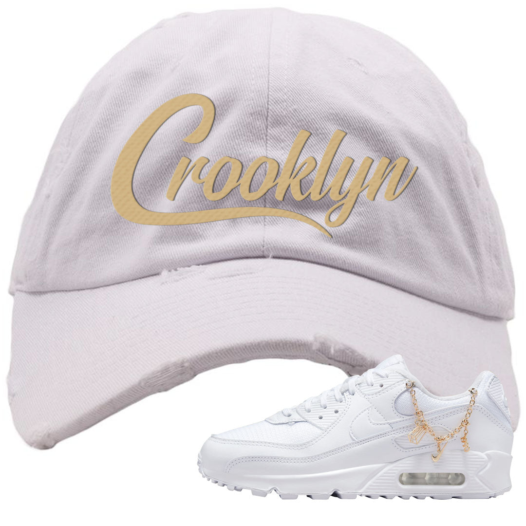 Charms 90s Distressed Dad Hat | Crooklyn, White