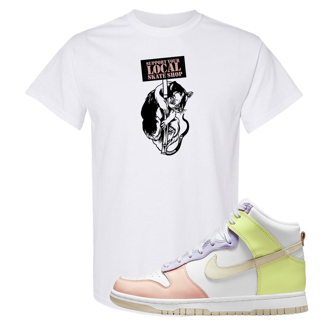 Cashmere High Dunks T Shirt | Support Your Local Skate Shop, White