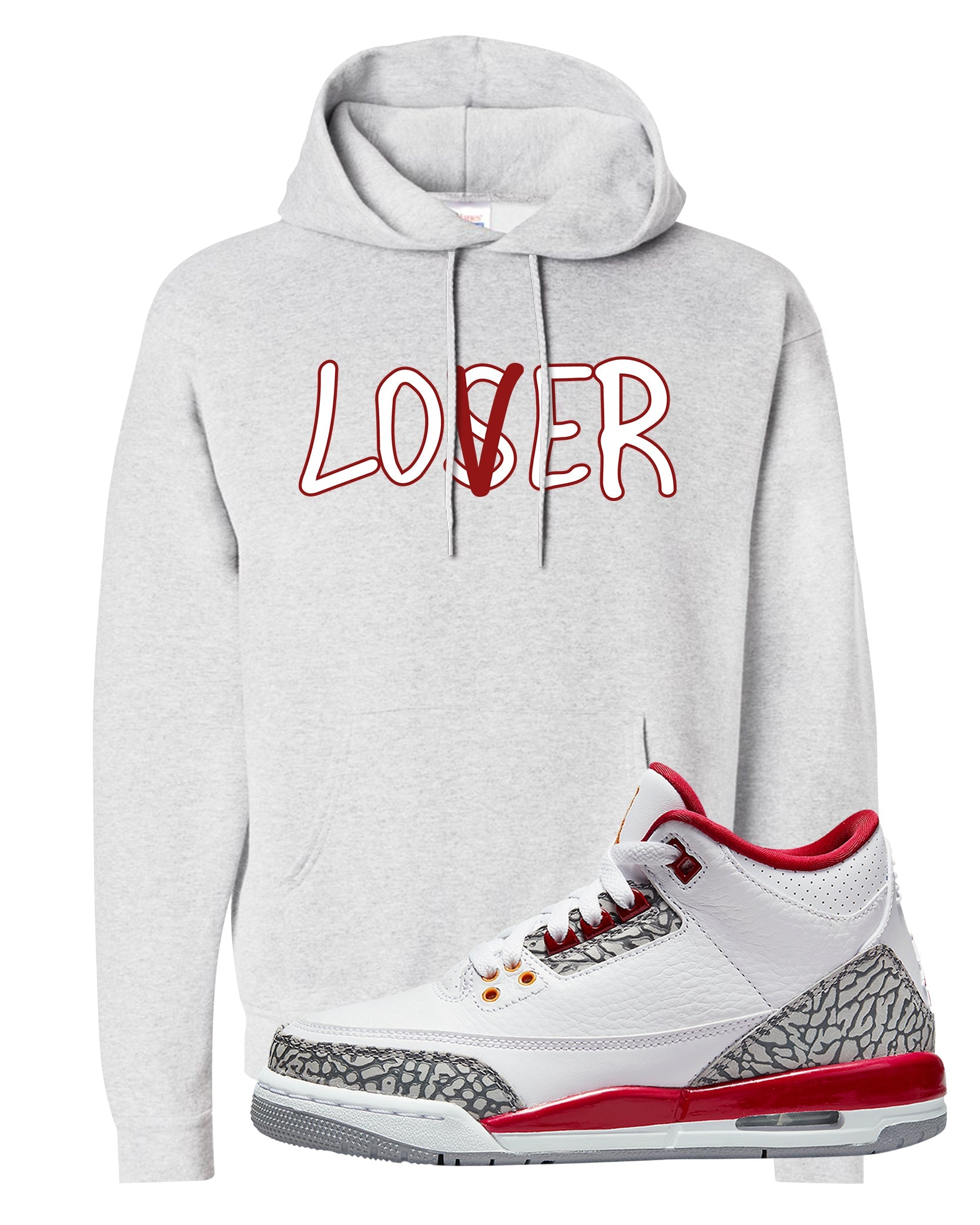 Cardinal Red 3s Hoodie | Lover, Ash