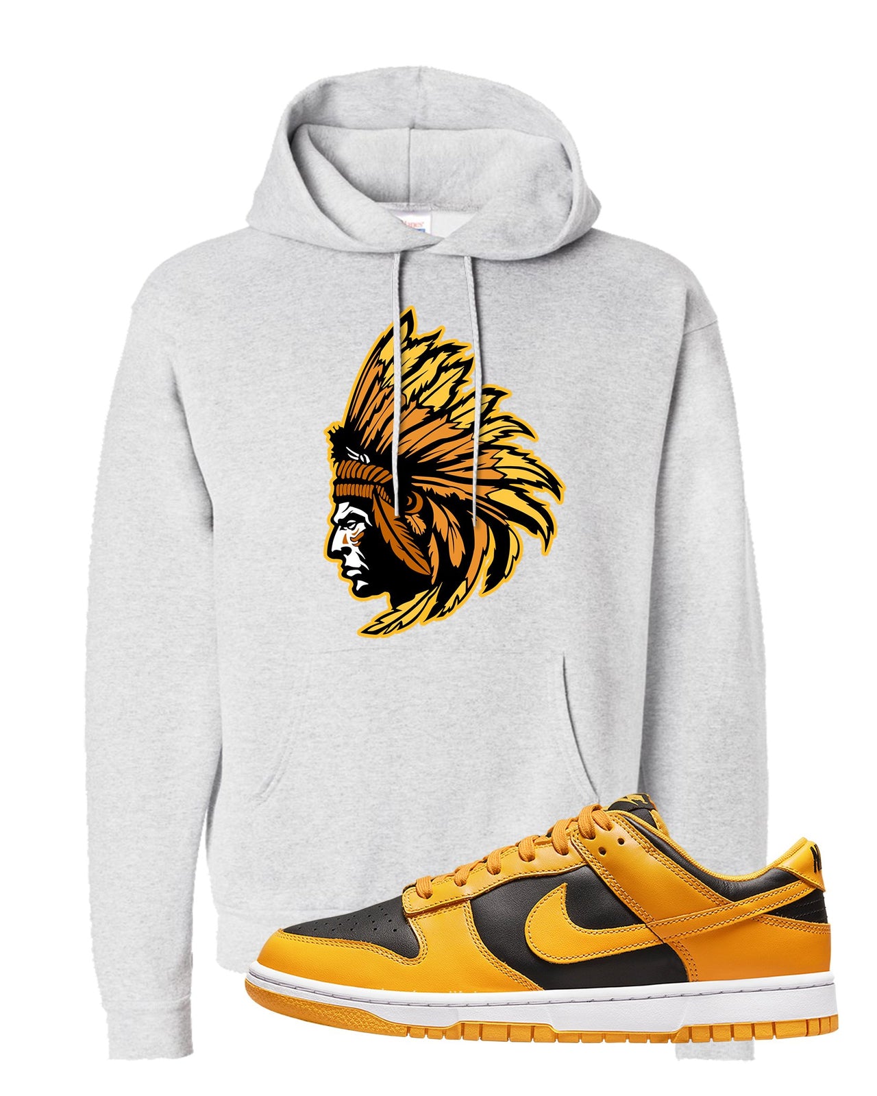 Goldenrod Low Dunks Hoodie | Indian Chief, Ash