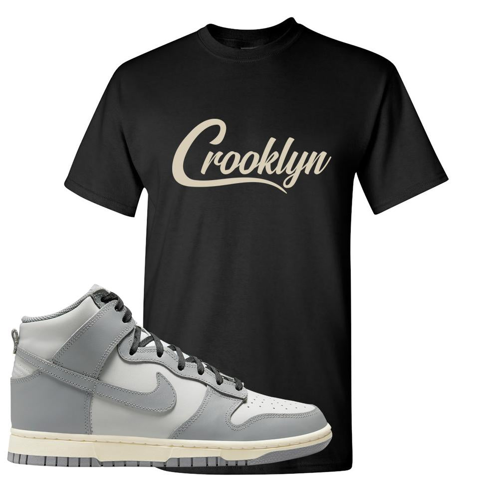 Aged Greyscale High Dunks T Shirt | Crooklyn, Black