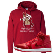 University Red Pomegranate Mid 1s Hoodie | Devious Licks, Red