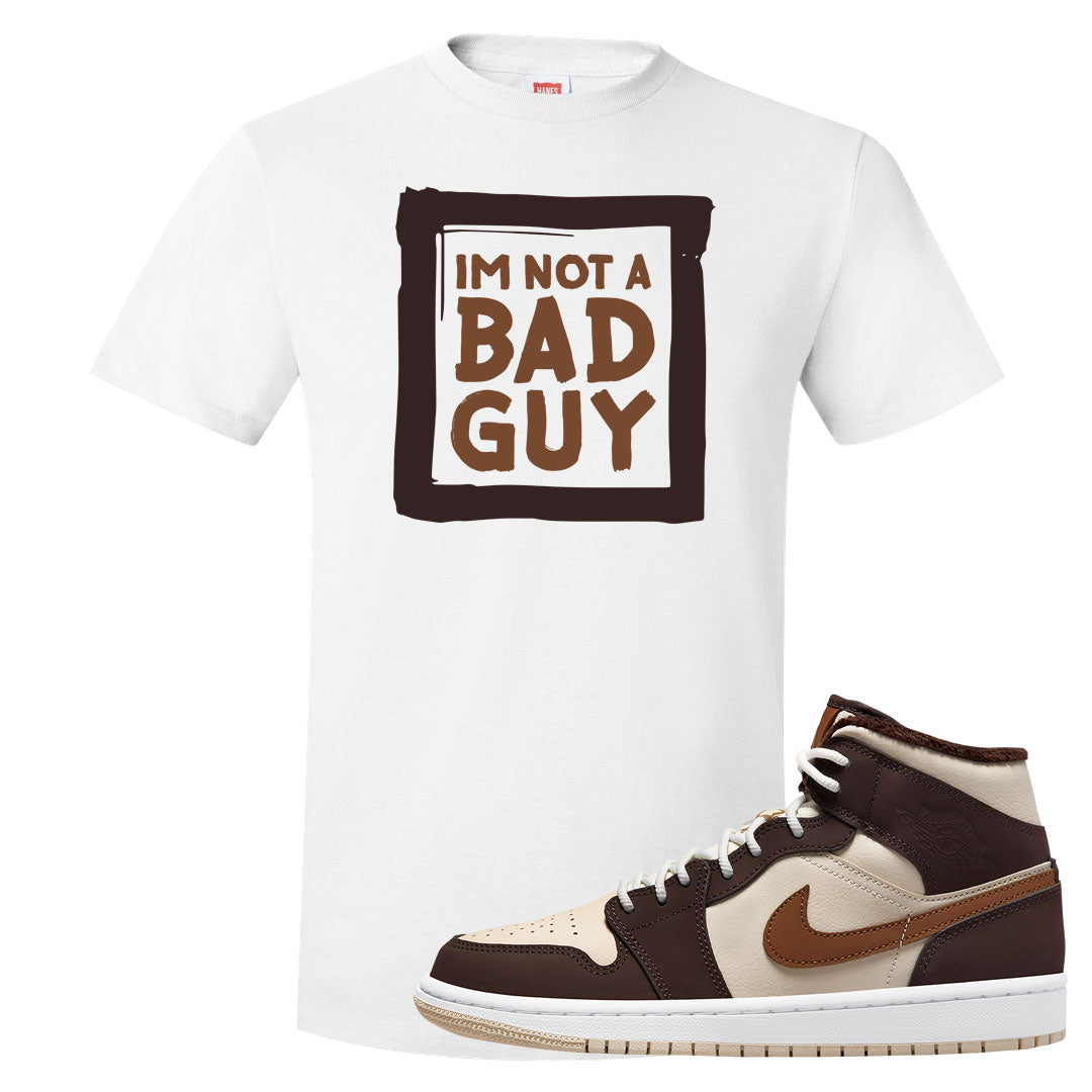 Brown Fleece Mid 1s T Shirt | I'm Not A Bad Guy, White