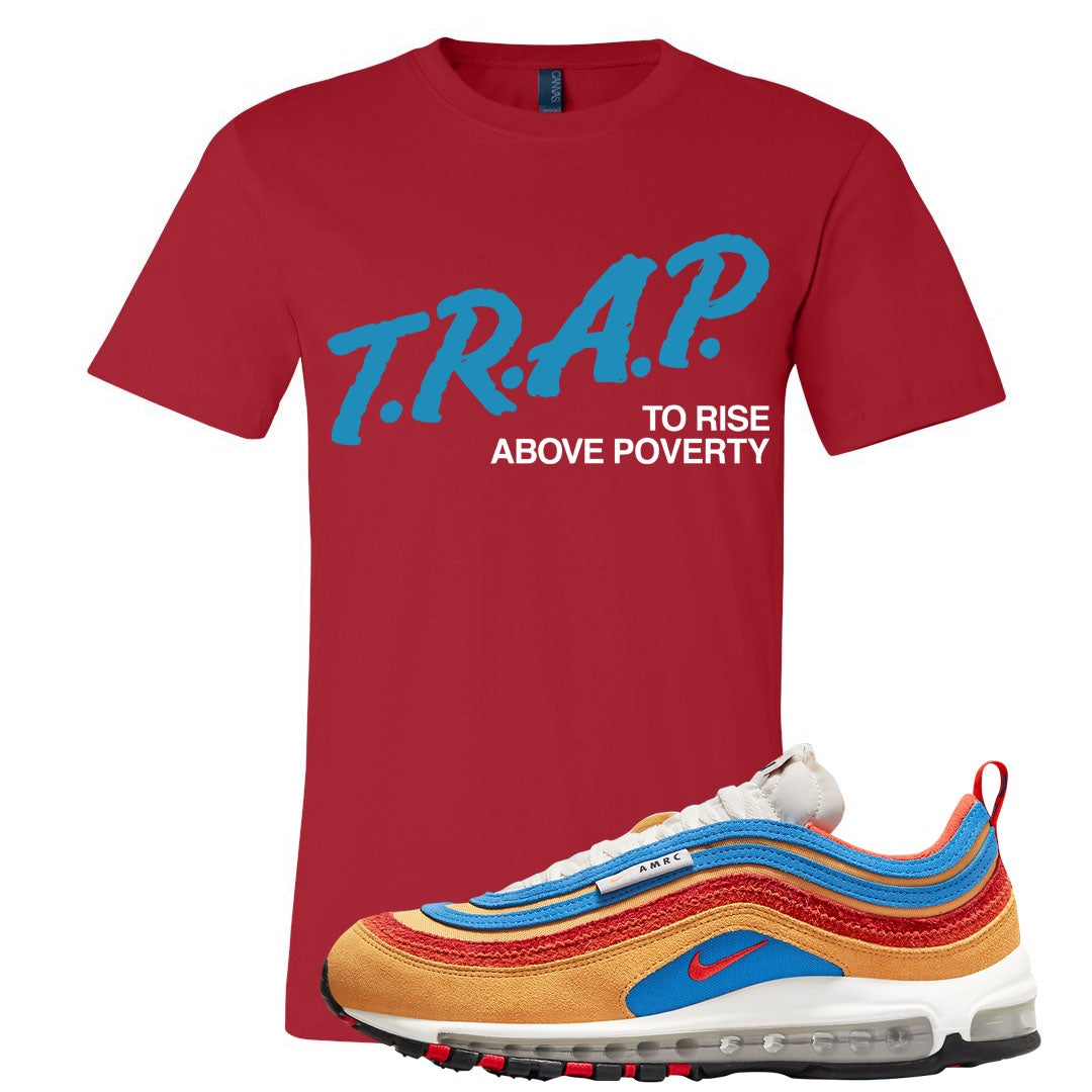 Tan AMRC 97s T Shirt | Trap To Rise Above Poverty, Red