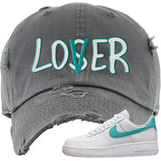 Washed Teal Low 1s Distressed Dad Hat | Lover, Dark Gray